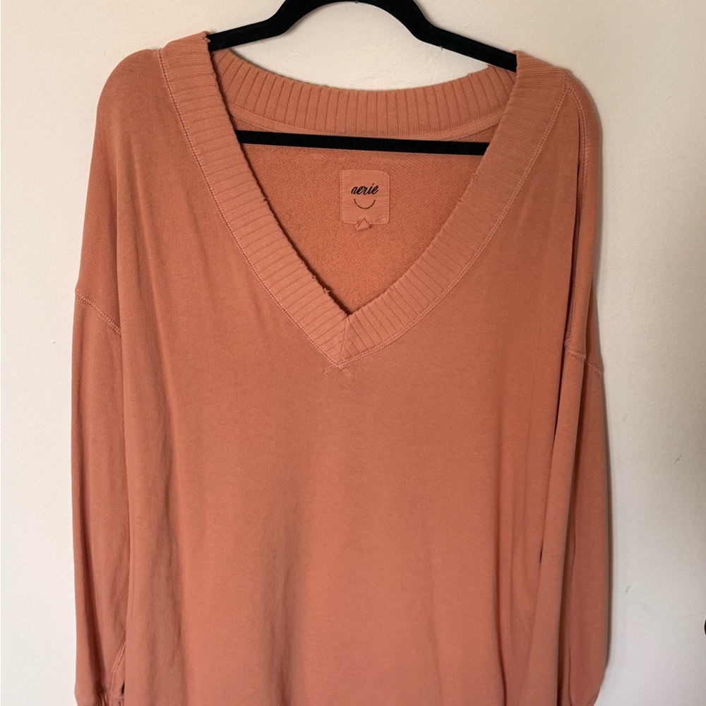 Aerie V-Neck Sweater - Warm Peach
